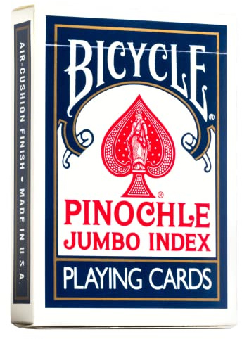 Bicycle Jumbo Pinochle Playing Cards - Large Print Easy to Read Numbers Suits Deck of Cards - Pinochle Deck
