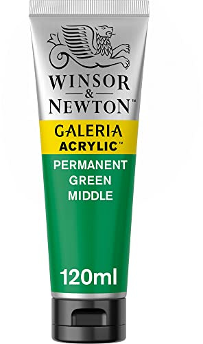 Winsor & Newton 2131484 Galeria Acrylfarbe, hohe Pigmentierung, lichtecht, buttrige Konsistenz, 120 ml Tube - Permanentgrün Mittel