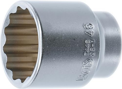BGS 7446 | Steckschlüssel-Einsatz Zwölfkant | SW 46 mm | Antrieb Innenvierkant 20 mm (3/4) | Chrom-Vanadium-Stahl | Verchromt, matt