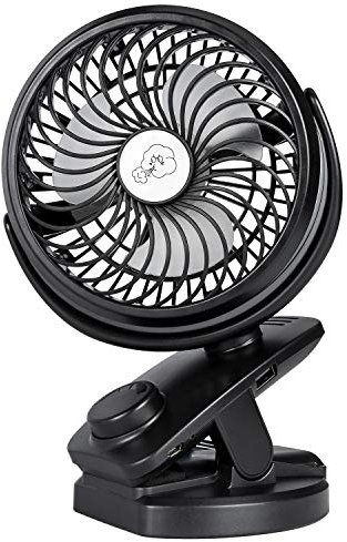 IREENUO Mini Fan Clip Fan 4400mAh Battery Operated USB Desk Fan Portable Personal Fan Small Quiet Fan for Office,Home,Travel,Camping,Baby Stroller(Black)