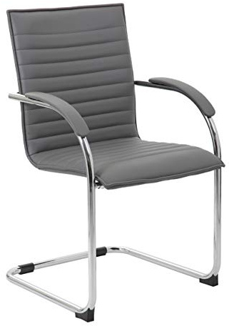 Boss Office Products Boss Chrome Frame Caressoftplus Vinyl Side Chair, (Set of 2), Gray