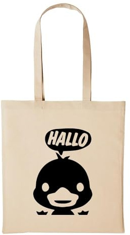 Huuraa Baumwollbeutel Hallo Ente Geschenk Einkaufstasche Natural 10 Liter Baumwolle Hallo Ente Accessoire