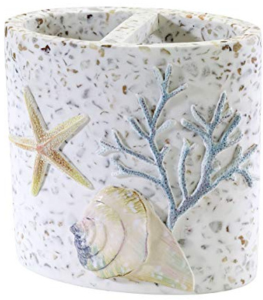 Avanti Linens Toothbrush Holder Resin Countertop Accessories, (Coastal Terrazo Collection)