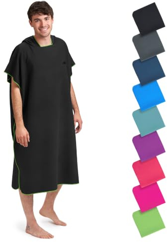 Fit-Flip Badeponcho aus Mikrofaser für Damen, Herren und Kinder | schnelltrocknend, kompakt und ultraleicht, Strandponcho für Erwachsene mit Kapuze, Kapuzenhandtuch für Mädchen und Jungen