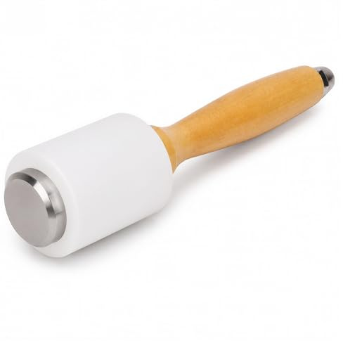 Trimming Shop Nylon Leathercraft Mallet with Wooden Handle Straight Head | Straight Head Nylon Mallet Delivers Controlled Strikes for Leather Carving, Stamping, Punching and DIY Leathercraft Projects