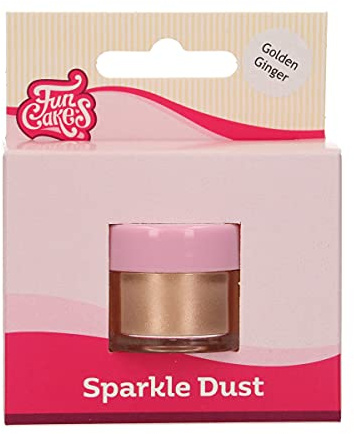 FunCakes Sparkle Dust Lebensmittelfarbe Pulver, Golden Ginger | Glanzpuder für Lebensmitteln, Einfache Anwendung mit Pinsel, Für Torten, Fondant, Blütenpaste-Dekorationen und Zuckerblumen