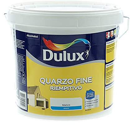 Dulux Pittura Riempitiva a Base di Farina di Quarzo a Grana Fine per Esterni Anti Alga e Anti Muffa, 5 Litri, Bianco, 5L