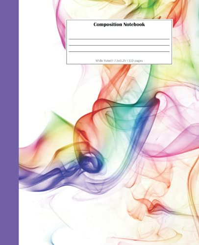 Composition Book: Multi-Colored Notebook for Kids and Adults, Cool Colored Smoke, Wide Ruled Book 7.5 x 9.25 in, 110 Pages, Back to School Supplies, For Students and Teachers