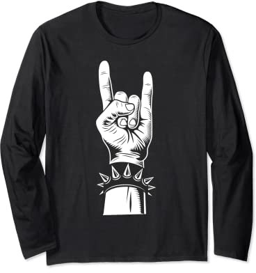 Let's Rock Devil Salute French Fries Fork Metalhand & Roll Long Sleeve T-Shirt
