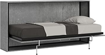 ITAMOBY - Letto singolo scomparsa orizzontale traformabile color cemento