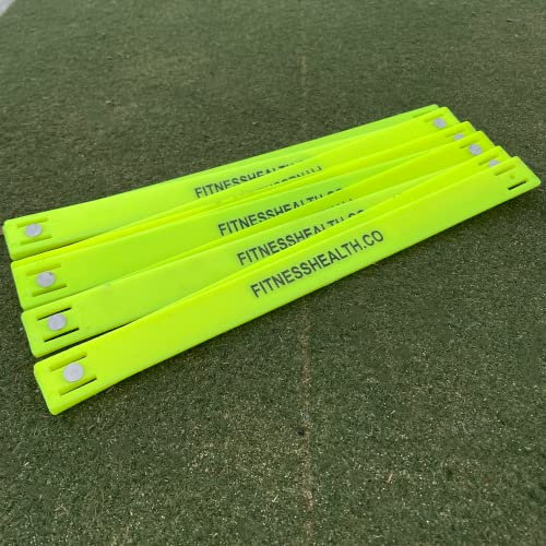 Fitness Health Speed Ladder - Set di attrezzi da allenamento per calcio, per allenamento di agilità, incrocio e pedana, a forma di giallo fluo, 4 metri, estensibile