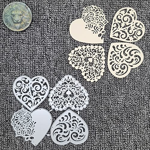 4 Stück/Set Herz-Metall-Stanzformen, Spitze, Blumen, Herzen, Liebhaber, Hochzeit, Stanzschablonen für DIY, Scrapbooking, Foto, dekorative Prägepapier-Stanzformen für Scrapbooking, Kartenherstellung