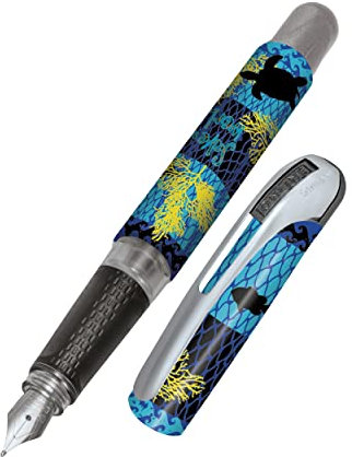 Online Füller College Ozean, Tinten-Füller für Rechtshänder, ergonomisches Griffstück, Iridiumfeder medium, Standard-Tintenpatronen, inkl. Kombipatrone blau, 1 Stück (1er Pack)