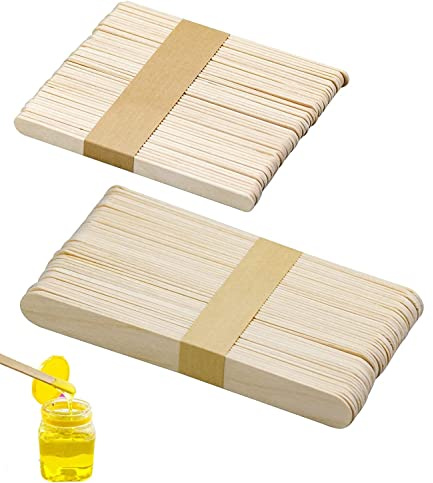 Spatola per Cera Spatola,Bastoncini Legno per Ceretta,Spatola di Cera di legno,Strumento di Depilazione Applicatore di Rimozione Multifunzionale per Sopracciglia le Gambe Viso,50 PCS