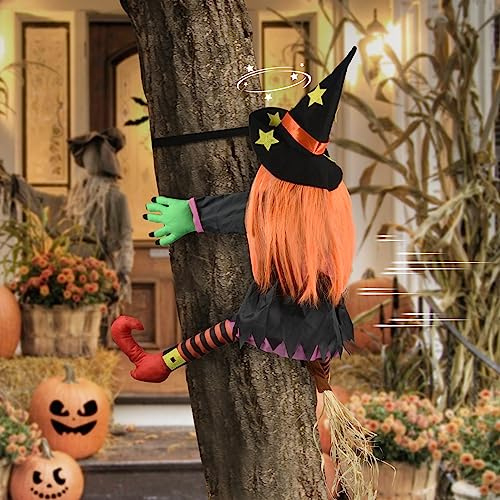 NUZEKY: Halloween-Dekoration, Hexen, 90 cm / 90 cm, Gartendekoration, Außendekoration, Schwarz, Orange, Rot