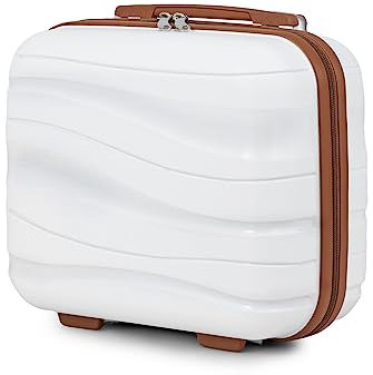KONO Kosmetikkoffer Hartschale Klein Beautycase Damen Handgepäck, Polypropylen, 35.5x29.5x18.5cm (Weiß)