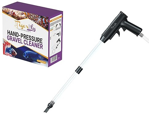Tigerlily Enterprises Aquarium Gravel Cleaner – Hand Pump Siphon Vacuum with Air-Pressing Button for Quick Water Change & Sand Cleaning in Fish Tanks