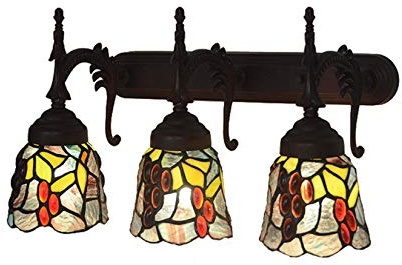 GAUUA Tiffany Style Baglie Vanity Light Vintage UVA Vinta A 3 Luci da Parete Macchiate di Vetro Manotte Murali Sconcetti per La Camera da Letto Toiletta del Corridoio