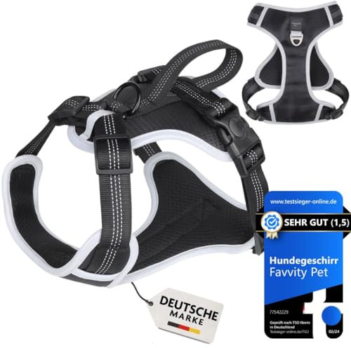 FAVVITY PET Hundegeschirr für Kleine Mittelgroße und Grosse Hunde - Gepolstert [Reflektierend] Anti Zug | Wähle jetzt das Geschirr für deinen Hund (Schwarz Kleiner Hund (S))