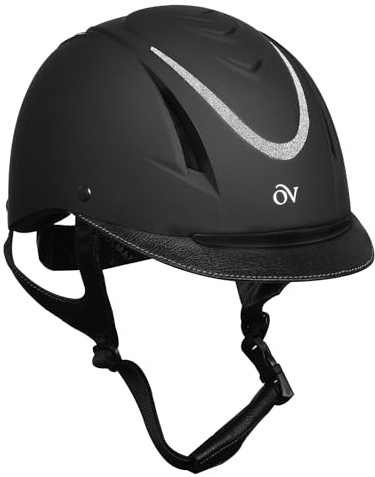 OVATION Unisex Z-6 Glitz II Riding Helmet - Durable Adjustable Equestrian Safety Helmet w/Removable Liner & High-Flow Vents, Black Glitter Silver, Small/Medium