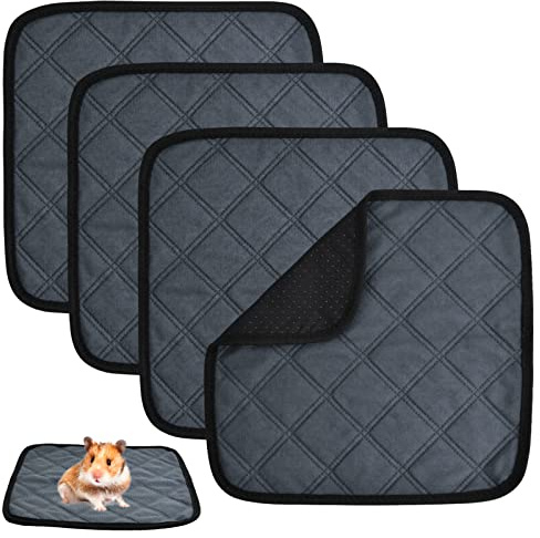 Elitecran Marsvin burinlägg, 4 stycken 30 x 30 cm husdjur urin underlag tvättbar sängkläder underlag, vattentät halkfri smådjur pee Pads, burmatta för chinchillor kanin hamster