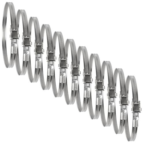 110mm Rohrschelle – 10 Stück verstellbare Rohrschellen aus Edelstahl mit Schneckengetriebe – Befestigungselement mit großem Durchmesserbereich für flexible Rohre (10 Stück)