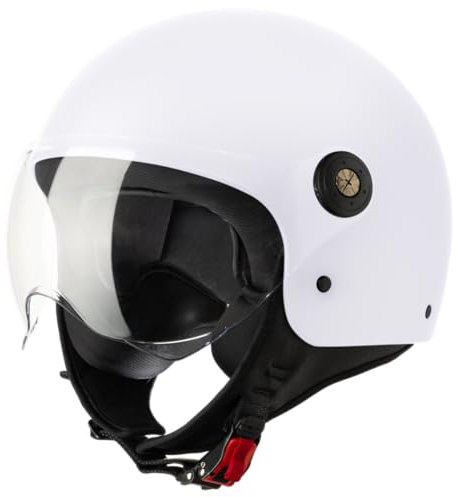 VINZ Duoro Roller Helm Jet Helm Mopedhelm Herren und Damen | in Gr. XS-XXL | Jethelm mit Visier | ECE 22.06 Zertifiziert | Motorradhelm | Erhältlich Weiß