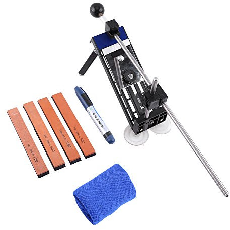 Hooleey Affilacoltelli Professionale da Cucina Sistema di Affilatura ad Angolo Fisso con 4 Pietre