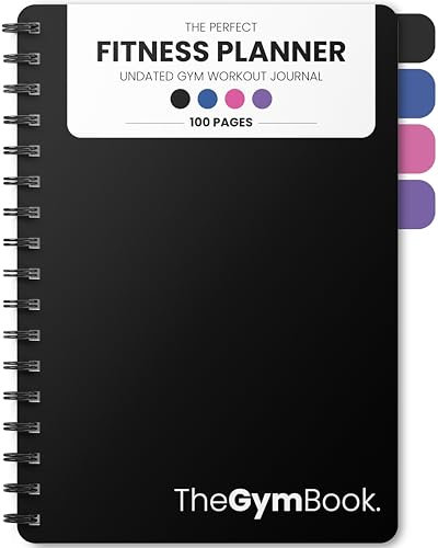theGymBook - Gym Workout Log Book, A5 Exercise, Fitness and Training Diary & Journal – 100 Page with Exercise, Cardio & Notes Sections, Set Goals & Track Progress - (Black)