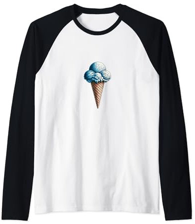 Cône de glace rétro triple cuillère pour l'été Manche Raglan