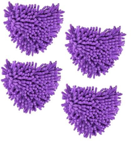 Mehrzweck-Dreieck-Moppköpfe, Mini-Mikrofaser-Mopp-Bürstenkopf, Ersatz für Dreieck-Dreh-Mop, für Wand-, Decken-, Bodenreinigung, 16 x 16 cm, Lila, 4 Stück