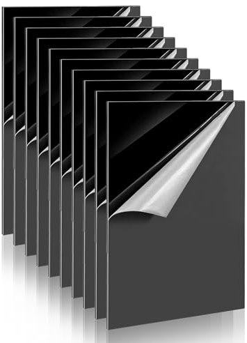 Taiyeestar 10 pièces plaque acrylique noire 10 x 15 cm, plaque en plastique verre acrylique plaques acryliques 2 mm, plaques en plastique pour affichage, cadre photo, peinture