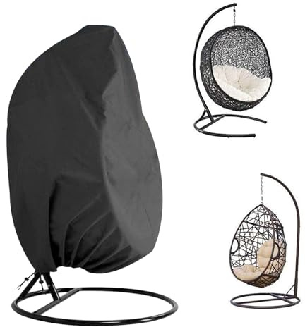 Copertura per Sedia a Uovo, 190 x 115 cm Copertura per Sedia a Dondolo a Cesto Sospeso, Tessuto Oxford per Sedia a Dondolo All'aperto 210D, per Sedia a Dondolo, Sedia a Sdraio, con Coulisse (Nero)