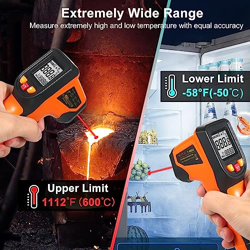 Termometro a Infrarossi Accurato -50~600℃, Pistola Termica con Design Intuitivo per Uso Industriale (T600A)