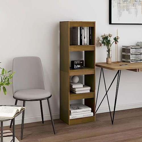 Higsose Bücherregal für Wohnzimmer Honigbraun 40x30x135,5 cm Massivholz Kiefer Raumteiler Homeoffice Arbeitszimmer Regal Schlafzimmer Büro-Bücherregal Vielseitiges Regal für Bücher, Zeitschriften