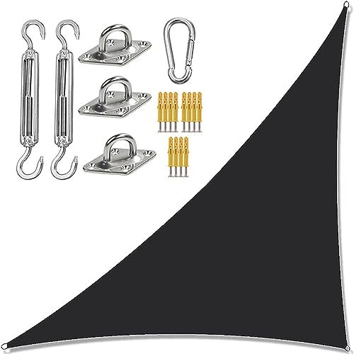 Waterproof Black Triangle Sun Sail Shade Canopy 3m x 4m x 5m with Fixing Kit UV Block Garden Shade Sail Perfect for Picnics and Camping Sunshade Awnings for Outdoor Activities