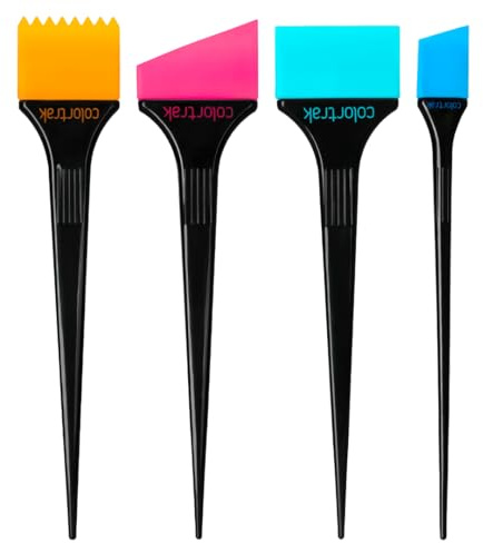 Colortrak Flexi Brush Set - 4 Pack | Tools for Precise Hair Coloring, Root Touch-Ups, Highlighting, Blending, and Dye Application, Serrated Head, Angled Head, and Straight Brushes Included