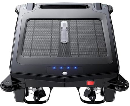 ZyKnaurral Robot Nettoyeur de Piscine Automatique, écumeur de Piscine à énergie Solaire avec Moteur sans balais, ramassage des déchets, Indication Lumineuse, évitement Automatique des Obstacles