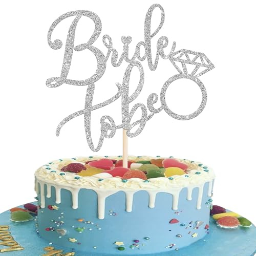 Xsstarmi 1 Packung Tortendeko Hochzeit Tortenaufsatz Glitzer Bride to Be Kuchen Topper für Heiratsantrag Hochzeit Vorhochzeitsfeier Zubehör für Party Kuchen Dekorationen Silber