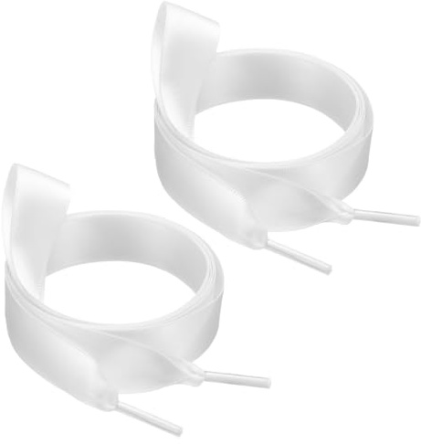QUARKZMAN Lacci in Nastro di Raso da 47, Larghezza 3/4, Lacci Piatti in Seta per Scarpe Stringhe per Scarpe da Ginnastica Setose per Ragazze Donne Decorazione Scarpe, Bianco