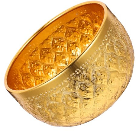 KAILIKETIY Cuenco De Metal Repujado 14 Cm, Ensaladera De Metal Patrón Tallado, Aleación Resistente, Reutilizable, Para Restaurante y Hogar, Uso Multifuncional, Vajilla Metálica Versátil