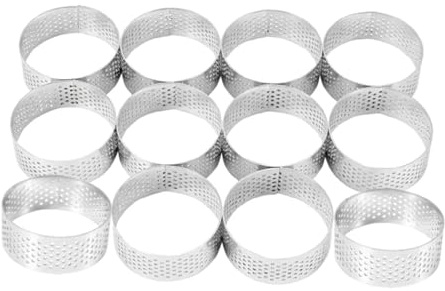 YILWPV Cercle A Patisserie Anneau à Tarte en Acier Inoxydable de 5cm, Anneau Rond perforé résistant à la Chaleur for gâteau à Mousse, Outils de Cuisson for Donuts, 12 Paquets(12PCS (7cm))