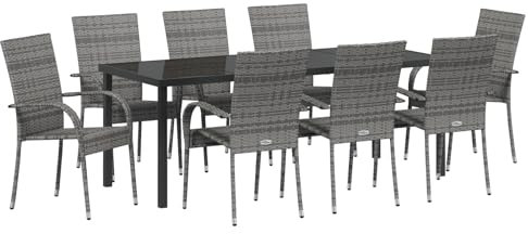 vidaXL 5-delat Trädgårdsmatsalsset Grå Poly-rattan