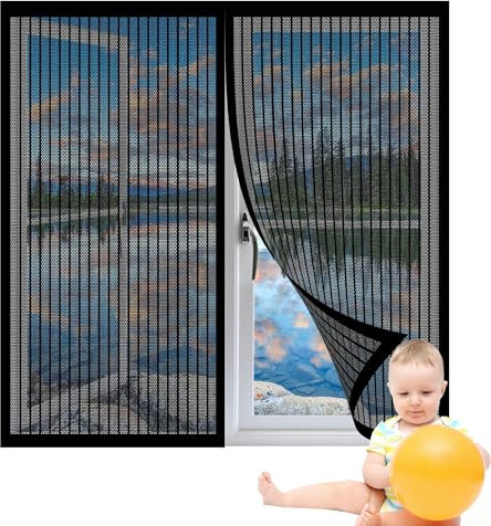 Zanzariera Finestra Magnetica su Misura 225 x 70 cm Tenda Anti Zanzare Insetti Aria Fresca Magneti per Camera Letto Soggiorno Porta Ingresso, Nero