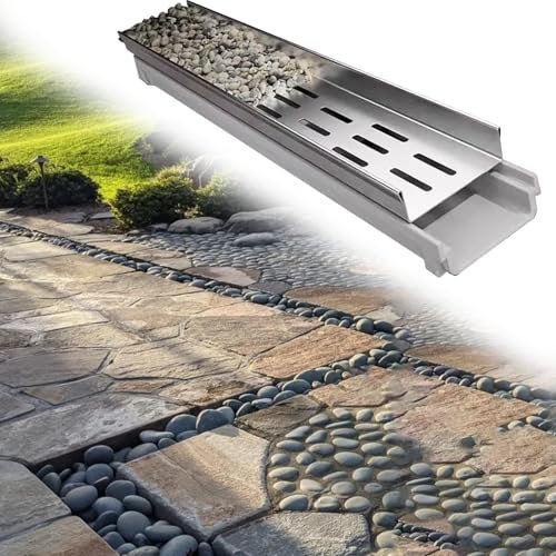 Canal de drainage paysager grille d'évacuation et maille pour gravier et pierre de pluie pour petites pelouses, jardin, parc, cour. Solution durable et efficace