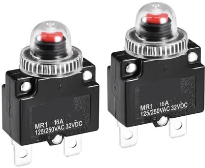 UZAMIRLEX Disjoncteurs Thermiques, Disjoncteur Thermique 4-30 A 125/250 V CA 32 V CC avec Interrupteur de Protection Contre Les surcharges et Capuchon étanche, Lot de 2(11a)