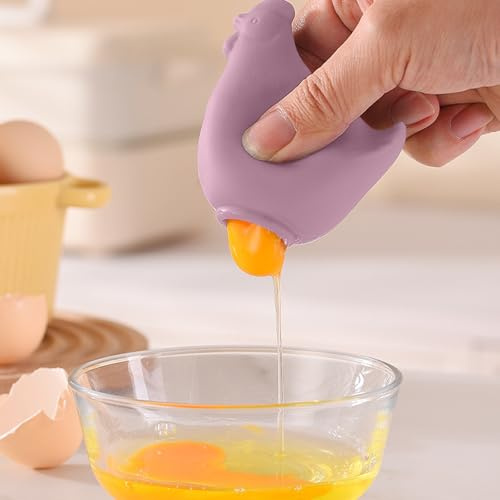Hühnerförmiger Eiertrenner, Silikon-Eiweiß-Trenner, niedliche Hennen-Form, Eigelb-Trennwerkzeug, effizientes Küchenhelfer zum Backen und Kochen (Rosa)