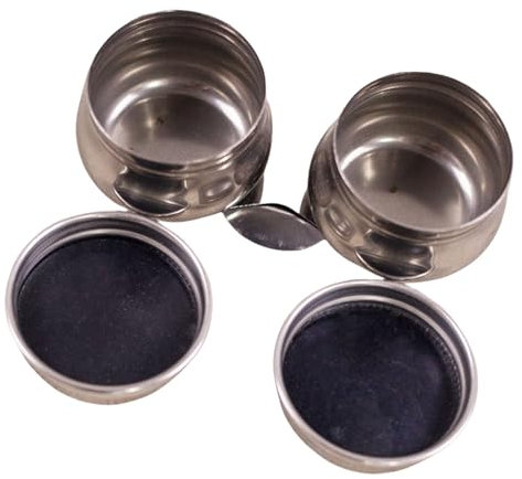 Double Dipper Pallet Cup with Lid & Clip Oil Painting Palettes Cup Large Mouth Oil Colours Pots Container Art Supplies Large Mouth Oil Paint Pots Container Double Ended Leek Palette Cup with Lid and