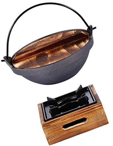ibasenice Marmite en Fonte Japonaise Antiadhésive Ustensiles Cuisine Haute Température pour Fondue Chinoise 1 Pièce pour Camping Cuisine Domestique