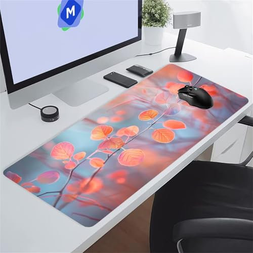 Tapis de Souris Gaming Feuilles d'automne XXL Mouse Pad, Grand Tapis Bureau avec Base Anti-Dérapage, Extended Long Clavier Pad Large Mousepad pour PC Gamer et Le Bureau 1500x800x2 mm